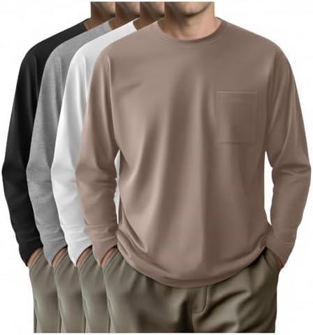 Evervibe 5 Pack Men's Big and Tall Shirts Long Sleeve V Neck Tee