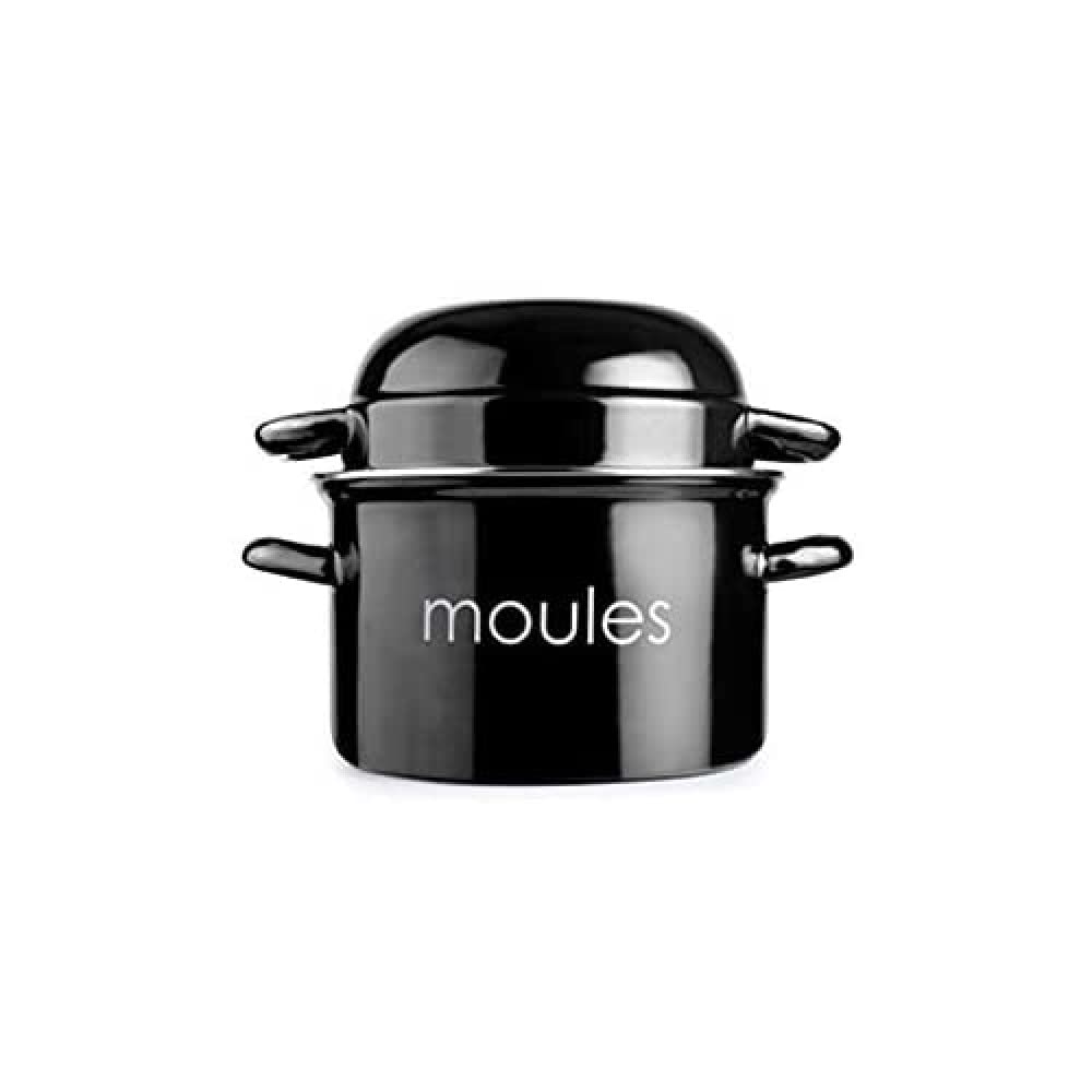 IBILI Mussels Pot, Black, 18 cm, Enamelled Steel, Suitable for Induction Hobs