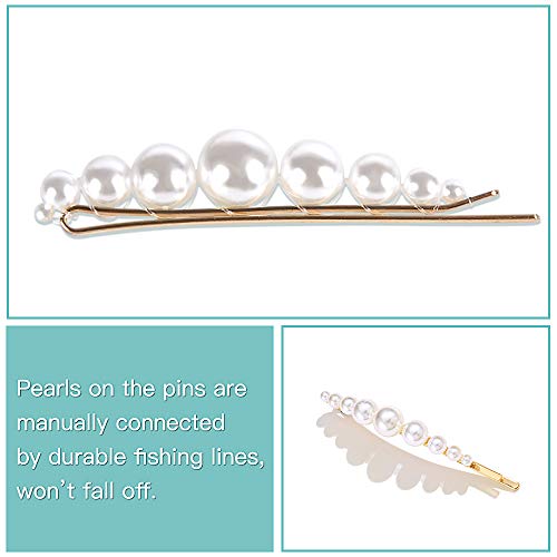 15 PCS Hingwah Pearl Hair Clips Hair Barrettes, Gold Word Letter Jewelry, Rhinestones Crystal Hair Bobby Pins, Fashion Party, Birthday, Wedding Gifts, Bling Geometric Hair Accessories for Women Girls - Thumbnail 4