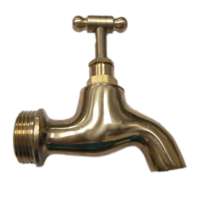 Suinga Gold Brass Outdoor Tap with Threaded Connection for 3/4 Inch Hose – Garden Tap Strong and Durable for Outdoors, Gold