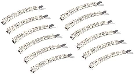 Waldd 12 Pieces Rhinestone Bobby Pins Double Row Clear Crystal Hair Pins
