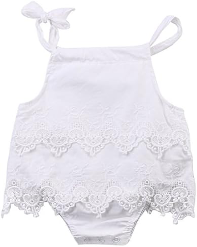 AILOM Newborn Infant Baby Girls Summer Lace Princess Romper Bodysuit Sleeveless Straps Outfit Playsuit