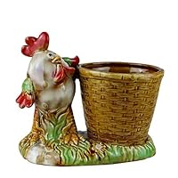 DNSJB Ceramic Chicken Meat Pot Pen Holder Decor Crafts Ceramic Tabletop Flower Vases Ornaments Sundries Storage Gifts