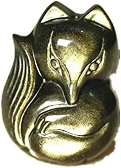 Natural Gold Obsidian Fox Charm Bring for You Good Luck Beaded Pendant Necklace