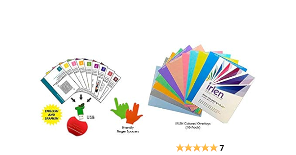 Amazon Com Irlen Colored Overlays For Reading Dyslexia Games Cd Finger Spacers Easy Bundle Sample Pack Of 10 1 Of Each Color Each Color Is Carefully