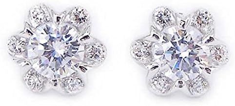 SILVER EARRING - 925 Silver Sterling Coat by Pure White Gold with CZ Diamond 0.73 Carat Gemstone Free Jewelry Box