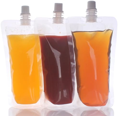 Zicome 10 Pieces Plastic Liquor Pouch Drinks Flasks Concealable Drinking Flasks with Silicone Funnel (8 ounce)