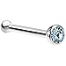 Body Candy Stainless Steel Brilliant Blue Accent Nose Stud Bone Created with Crystal 20 Gauge 1/4