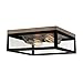GLOBE Electric 65919 Verona 2-Light Flush Mount, Dark Bronze, Antique Brass Accents, 5 Clear Glass Panes, Bulb Not Included