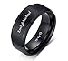 VNOX (Free Engraving) Personalized Stainless Steel Plain Band Ring for Men,Black,8mm Width,Size 10