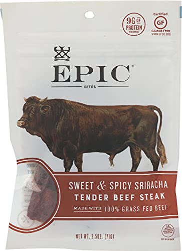 EPIC Sriracha Beef Bites, Grass-Fed, Whole30, 2.5oz (Pack of 6)