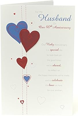 40th Wedding Anniversary Card Husband Ruby Wedding Anniversary Card Husband Ideal Gift Card For Wedding 40th Anniversary Ruby Anniversary Gifts Husband Anniversary Card 40 40 Years Amazon Co Uk Office Products
