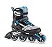 Rollerblade Macroblade 84 Womens Adult Fitness Inline Skate - White/Cyan Blue - 84 mm / 84A Wheels with SG7 Bearings - Performance Skates -US size 9, White/Cyan Blue, Size 9