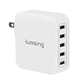 Lumsing Quick Charge 2.0 Multi-Port USB Wall Charger,40W Charging Station Dock, 1 Port QC2.0 + 4 Port with Smart IC Technology, 5 Port Wall Charging Hub for SmartPhones-Grey