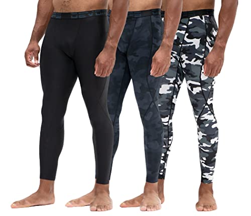 DEVOPS 2 or 3 Pack Men's Compression Pants Athletic Leggings with Pocket/Non-Pocket