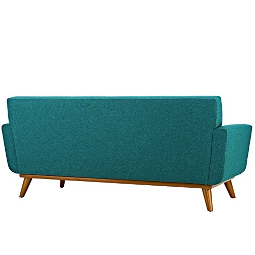 Modway Engage MidCentury Modern Upholstered Fabric Loveseat in Teal
