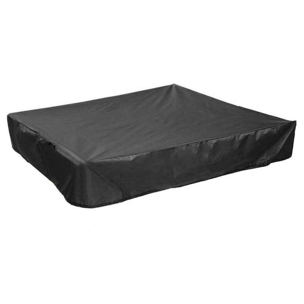 Sandpit Cover, Black Waterproof Dustproof UV Protection Square Pool Cover with Drawstring for Sandpit, Toys and Furniture, Sandbox Cover