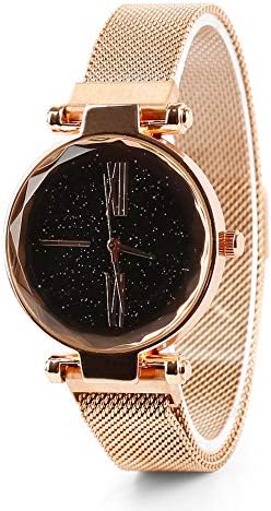 Starry Sky Quartz Watch - Diamond Cutting Glass Mirror, with Mesh Magnet Strap Elegance Women's Wrist Watch