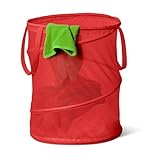 Honey-Can-Do HMP-01263 Pop-Up Mesh Spiral Hamper, Medium, Red