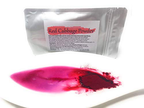 Red Cabbage Powder | Organic, natural & watersoluble food dye | 1.76oz/50g - Amazing in the kitchen or for cocktails! Makes color-changing beverages and dishes in red or magenta, pink, purple, blue