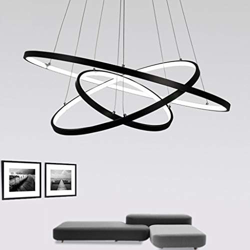 Belief Rebirth Creative 3 Rings Ceiling Fixtures 72W LED Chandelier Ceiling Lighting - Modern Circular Pendant Light - Adjustable Hanging Light - White Light [Energy Class A++] (Color : Black)
