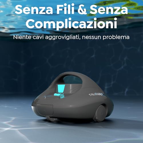 TALOSBO PLECO SE Robot for Above Ground and In-Ground Swimming Pools, Quick Charge 2.5 Hours, Autonomy 130 Mins, Double Pull, Powerful Cleaning, Suitable for Pools up to 85 m²