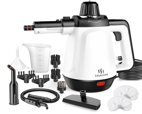 1200W Handheld Steam Cleaner for Home, Powerful Natural Multi‑Surface Steam Cleaner with 12 Accessories, 13.5oz Pressurized Steamer for Deep Cleaning Tile, Grout, Showers, Bathrooms, Kitchens & Car