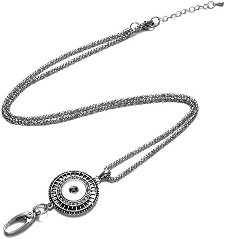 Soleebee Retro 34.3 inches Silver Chain ID Badge Lanyard Necklace Snaps Jewelry Pendant Swivel Oval Clasp for ID Badges Keys (Rhinestones Hollow)
