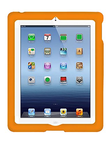 BobjGear Bobj Rugged Case for iPad 4, iPad 3, iPad 2 (not for iPad Air) Custom Fit - Patented Venting - Sound Amplification - BobjBounces Kid Friendly Outrageous Orange