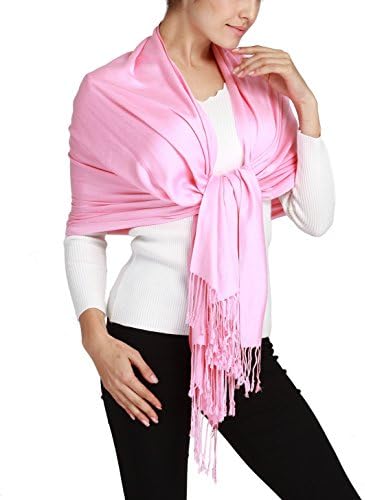 Butterfly Rose Silky Soft Solid Premium Pashmina Shawl Wrap Scarf Stole 78"x 29" (Pink)