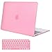 MOSISO Plastic Hard Case & Keyboard Cover Compatible with MacBook Air 13 inch with Touch ID, Pure Pink