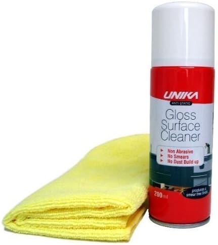 Unika Anti-Static Gloss Surface Cleaner &amp; microfibre cloth 200ml - glass, chrome by Unika