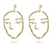 Zealmer Womens Face Statement Stud Earrings Gold Tone