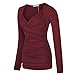 Simier Fariry Women's Casual Blouses Long Sleeve Solid Tops Red Wine L