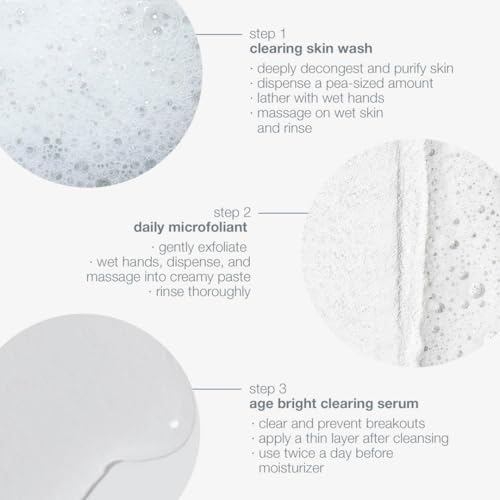 Dermalogica Clear and Brighten Kit, 3 Step Facial Skincare Set - Includes Face Cleanser, Exfoliator, and Serum