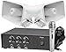 Pyle KTPMSA20HM Pair of 8'' Indoor / Outdoor 65 Watt PA Horn Speakers w/ 50 Watt Power Amplifier & Handheld Microphone