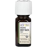 Aura Cacia 100% Holy Basil (Tulsi) Essential Oil | Certified Organic, GC/MS Tested for Purity | 7.4 ml (0.25 fl. oz.) | Ocimu