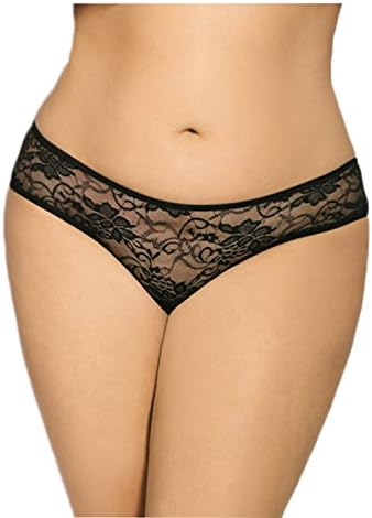 Bosexy Women Crotchless Lace Panties Plus Size Underwear (2XL)