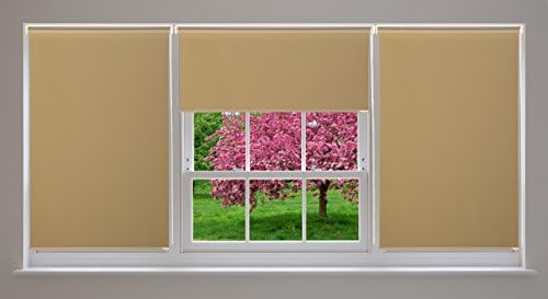 All Design Shades Blackout Room Darkening Polyester Roller Shade/Window Blinds with Looped Chain, 23" W x 72" L, Beige