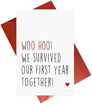 Amazon Com Funny 1 Year Anniversary Card Anniversary Cards Boyfriend Survived Our First Year Together Office Products