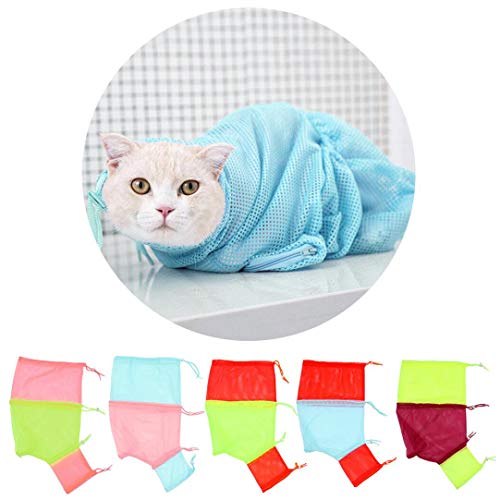 Jeeke Pet Cat Grooming Bag丨Bathing Cat Restraint Bag丨Colorful Cat Muzzle (Color D, 49cmx35cm/19.29''x13.78'') - Thumbnail 6