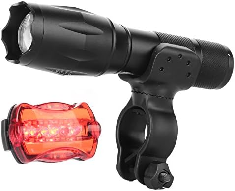 Bicycle Light Set, Aigou Front Bike Flashlight and Red Rear Light Set with Rechargeable Battery- Super Bright 1000 Lumens T6 LED Headlight and Safety Warning Flashing Alarm Tail Light