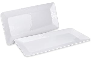 Yalin Rectangle Large Serving Platter, 16 Inch Melamine Serving Tray, Great for Restaurant, Steak, Salad and Everyday, Set of