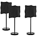 MyGift Set of 3 Tabletop Black Chalkboard Signs with Round Metal Stand, Double Sided Frameless Curly Bracket Edge Message Boards, Small Vintage Wedding Table Signage