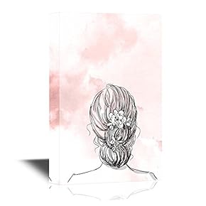 Canvas Wall Art - Backview of a Lady on Watercolor Style Background - Gallery Wrap Modern Home Art | Ready to Hang - 12x18 inches
