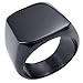 KONOV Mens Biker Polished Stainless Steel Ring, Signet, Black, Size 9