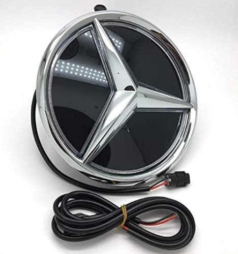 Car Front Grilled Star Emblem LED Illuminated Logo Center Front Badge Lamp Light for Mer Benz 2015-2017 GLC GLE GLS White Light - Mirror Surface