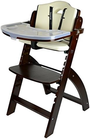 Abiie Beyond Wooden High Chair with Tray. The Perfect Seating Highchair Solution for Your Child As Toddler's or a Dining Chair (6 Months up to 250 Lb) (Mahogany- Cream Cushion) by Abiie