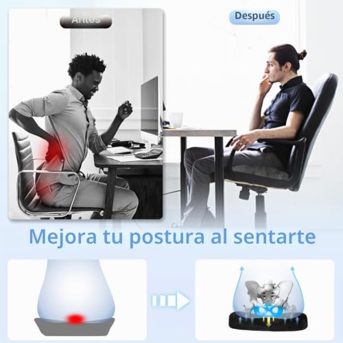 HOMCA Cushion for Coccyx Foam Hemorrhoids Cushion, Office Chair Cushion, Anti-decute Cushion for Office Seats, Wheelchair, Non-Slip Bottom, Washable Cover, Black