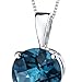 PEORA 14K White Gold London Blue Topaz Pendant for Women, Natural Gemstone Classic Solitaire, 2.50 Carats Round Shape 8mm, December Birthstone Necklace, Gold Necklace, w/Jewelry Box